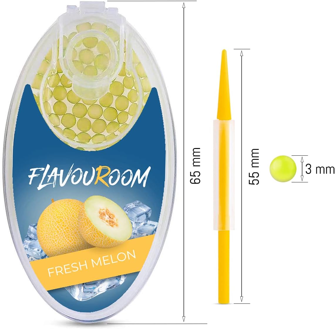 Flavouroom - Premium Aromakugeln 100er Set | DIY Aroma Kapseln Filter für unvergesslichen Flavour Geschmack | inkl. Box zur Aufbewahrung der aromatischen Click Hülsen Kugeln (Fresh Melon)