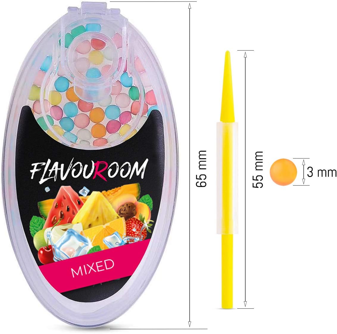Flavouroom - Premium Mixed Kapseln 200er Set | DIY Gemischte Geschmacksrichtungen Filter für unvergesslichen Flavour Geschmack | inkl. Box zur Aufbewahrung der aromatischen Click Kugeln