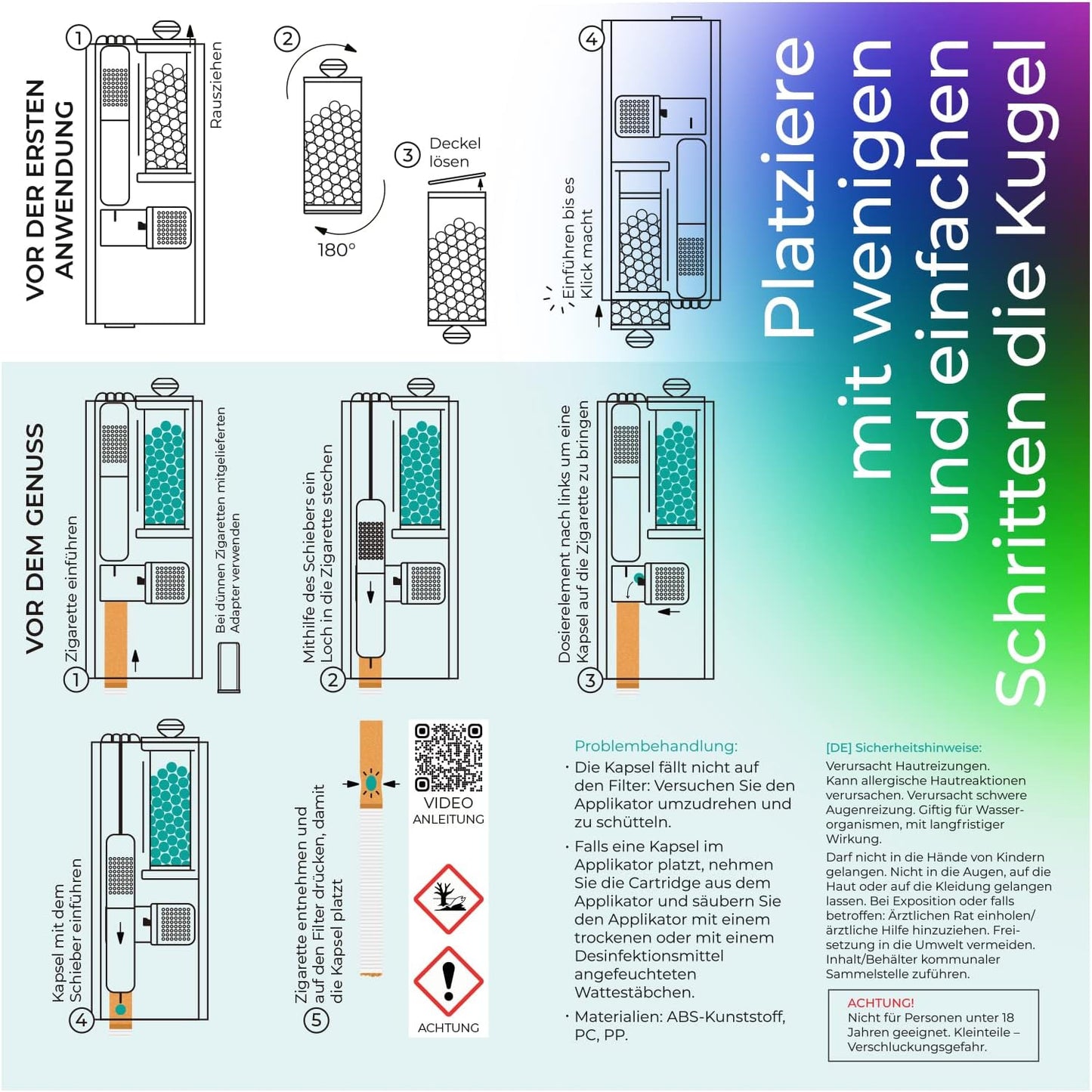 Flavouroom - Premium Applikator Set inkl. 100 Mix Kugeln I DIY Mix Kapseln Filter für unvergesslichen Flavour Geschmack I Kapselfüller I aromatische Click Hülsen Kugeln I nachfüllbar