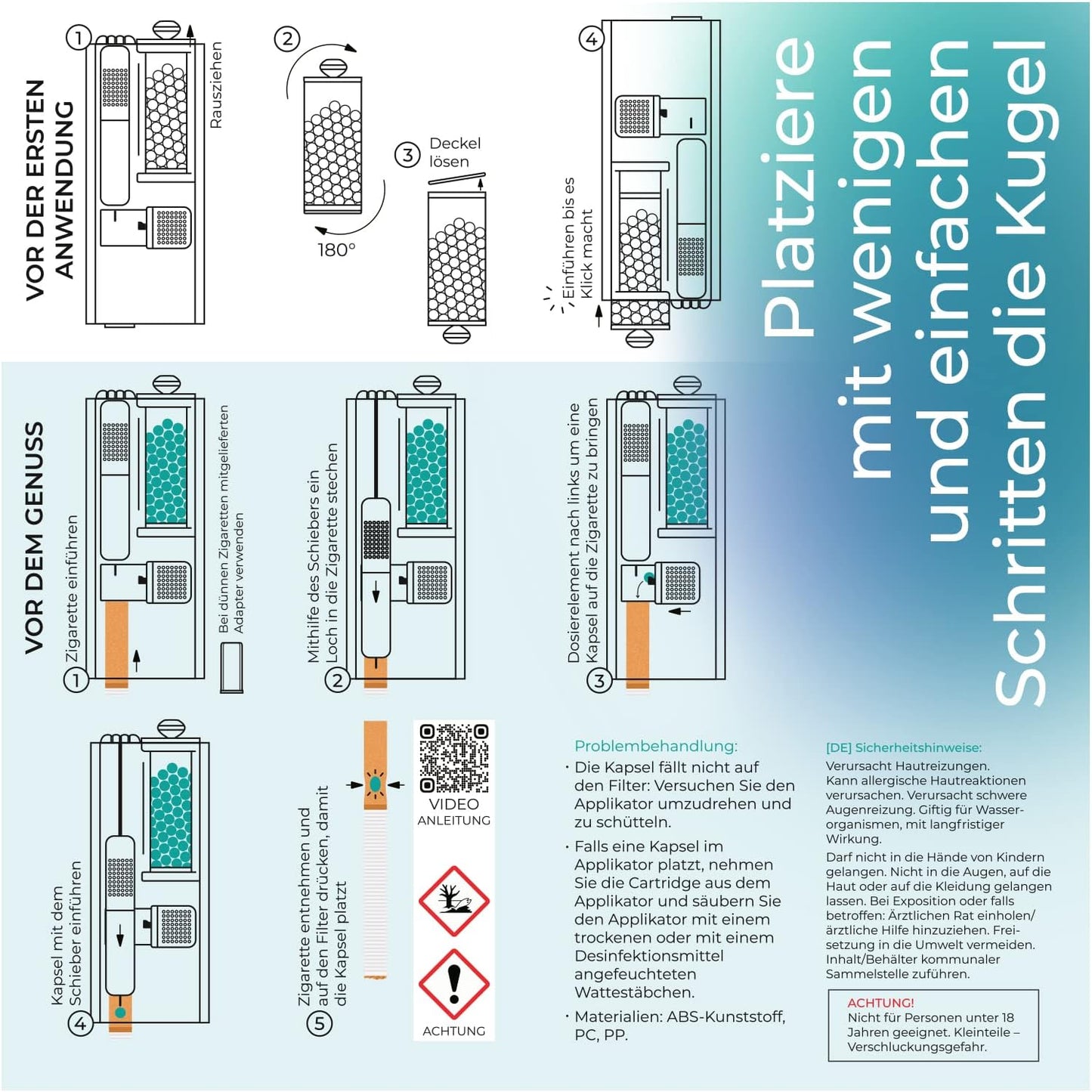 Flavouroom - Premium Applikator Set inkl. 100 Menthol Kugeln I DIY Menthol Kapseln Filter für unvergesslichen Flavour Geschmack I Kapselfüller I aromatische Click Hülsen Kugeln I nachfüllbar