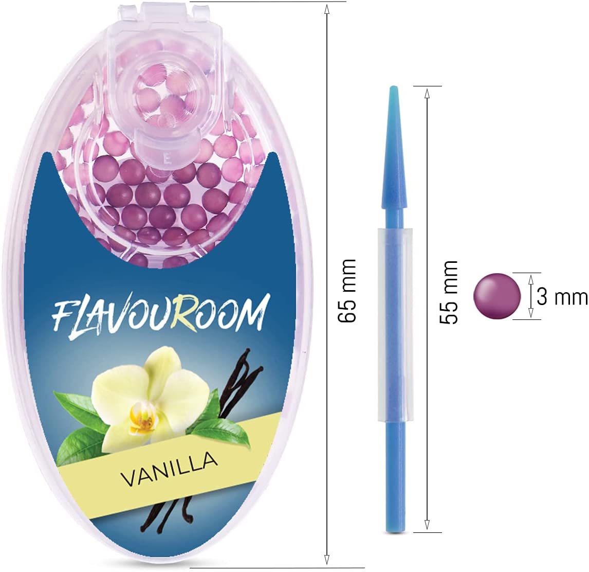 Flavouroom - Premium Aromakugeln 100er Set | DIY Aroma Kapseln Filter für unvergesslichen Flavour Geschmack | inkl. Box zur Aufbewahrung der aromatischen Click Hülsen Kugeln (Vanilla)