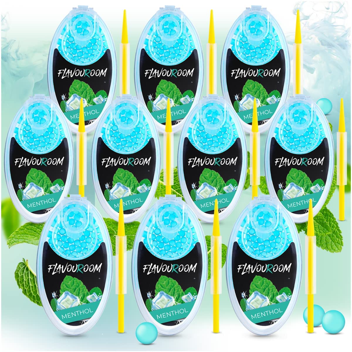 Flavouroom - Premium Menthol Kapseln 1000er Set | DIY Menthol Filter für unvergesslichen Flavour Geschmack | inkl. Box zur Aufbewahrung der aromatischen Click Hülsen Kugeln
