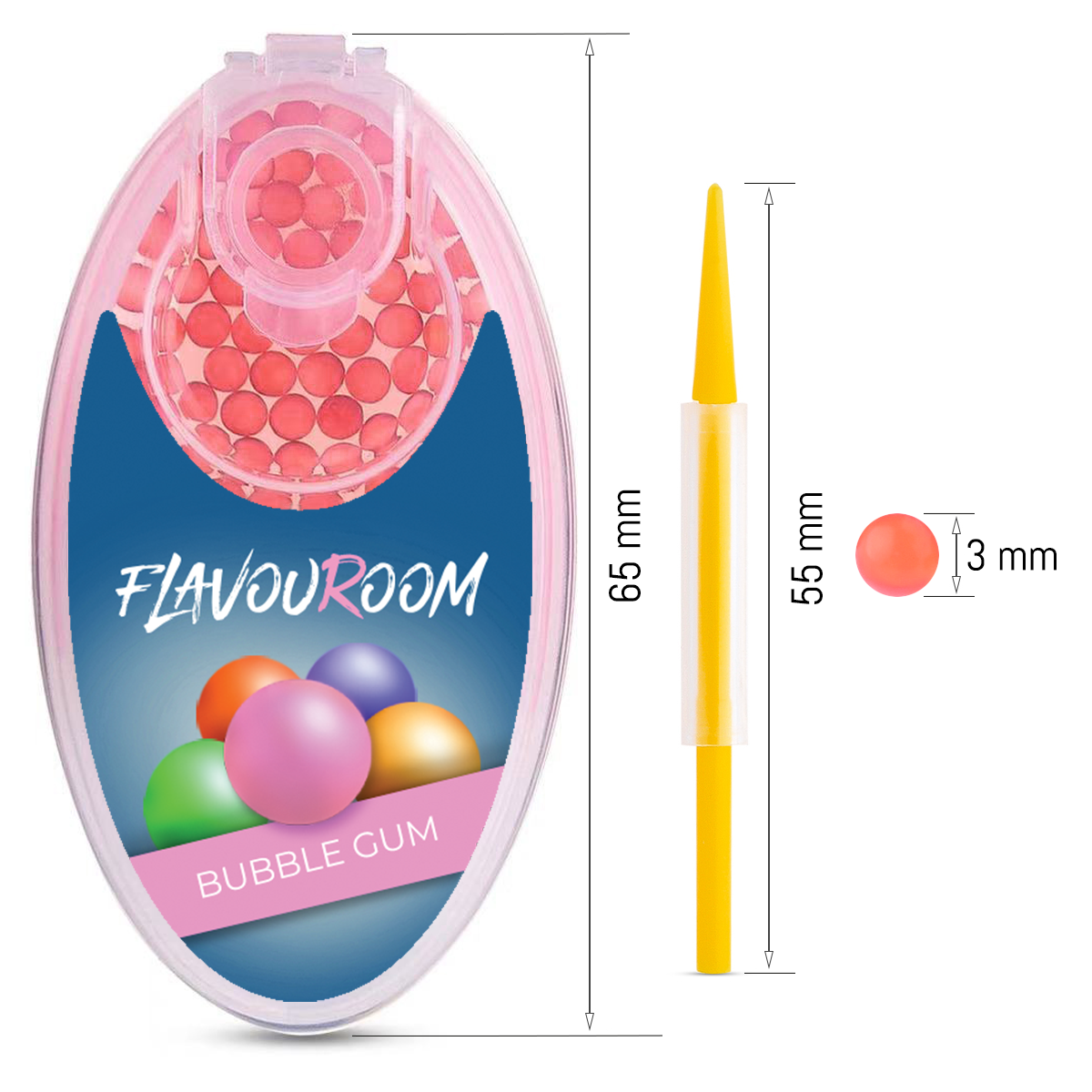 Flavouroom - Premium Aromakugeln 100er Set | DIY Aroma Kapseln Filter für unvergesslichen Flavour Geschmack | inkl. Box zur Aufbewahrung der aromatischen Click Hülsen Kugeln (Bubble Gum)