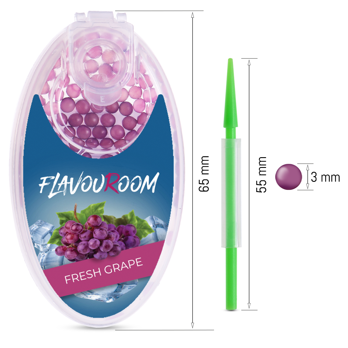 Flavouroom - Premium Aromakugeln 100er Set | DIY Aroma Kapseln Filter für unvergesslichen Flavour Geschmack | inkl. Box zur Aufbewahrung der aromatischen Click Hülsen Kugeln (Fresh Grape)