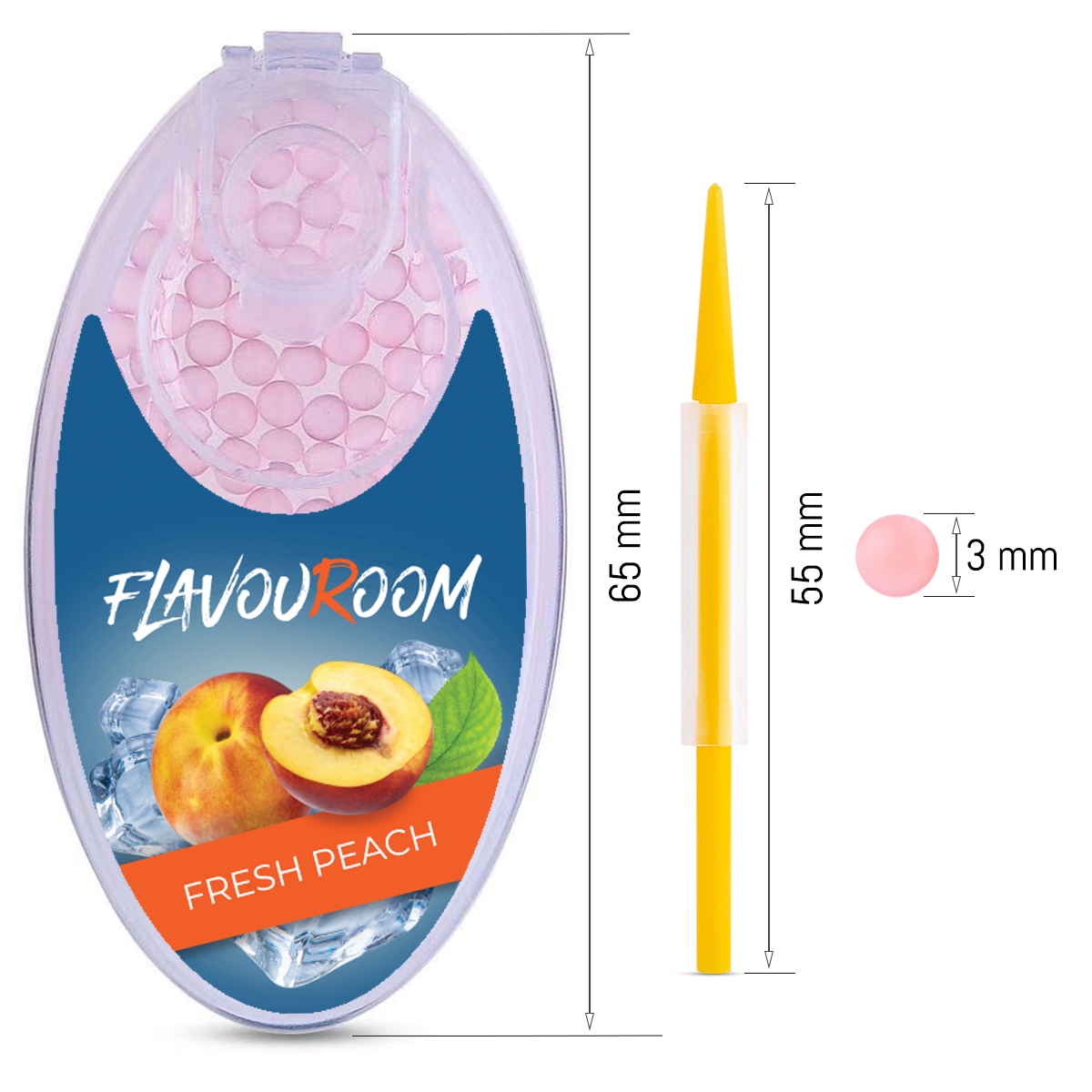 Flavouroom - Premium Aromakugeln 100er Set | DIY Aroma Kapseln Filter für unvergesslichen Flavour Geschmack | inkl. Box zur Aufbewahrung der aromatischen Click Hülsen Kugeln (Fresh Peach)