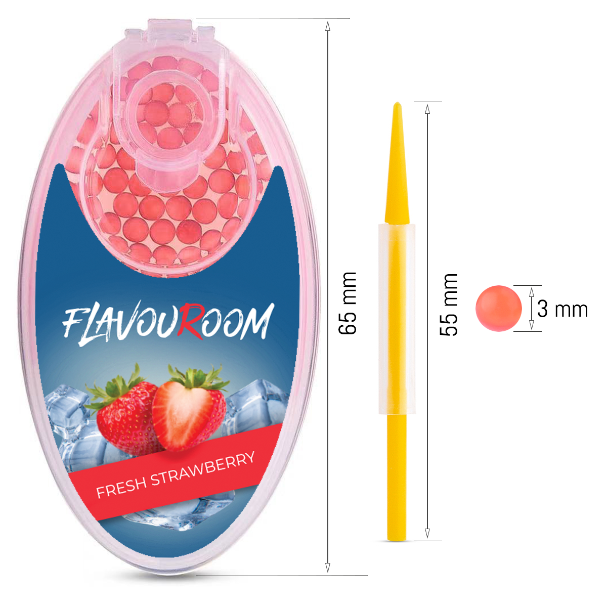 Flavouroom - Premium Aromakugeln 100er Set | DIY Aroma Kapseln Filter für unvergesslichen Flavour Geschmack | inkl. Box zur Aufbewahrung der aromatischen Click Hülsen Kugeln (Fresh Strawberry)