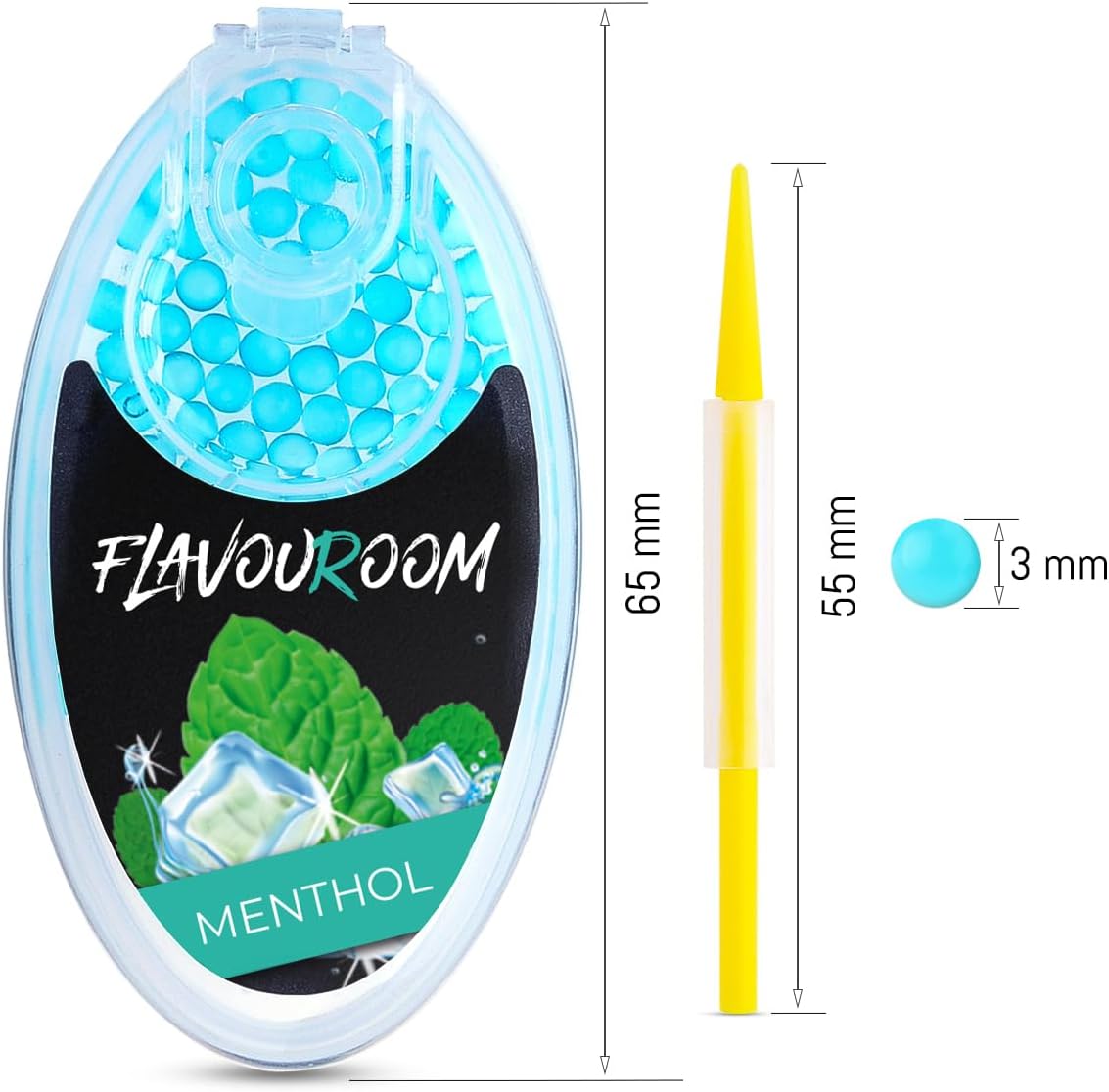Flavouroom Aroma Click - 2000 Premium Menthol Kugeln Set I Intensiver Flavour mit praktischer Box I Einfaches Einsetzen für DIY Menthol Filter Erlebnis - frischer Menthol Geschmack