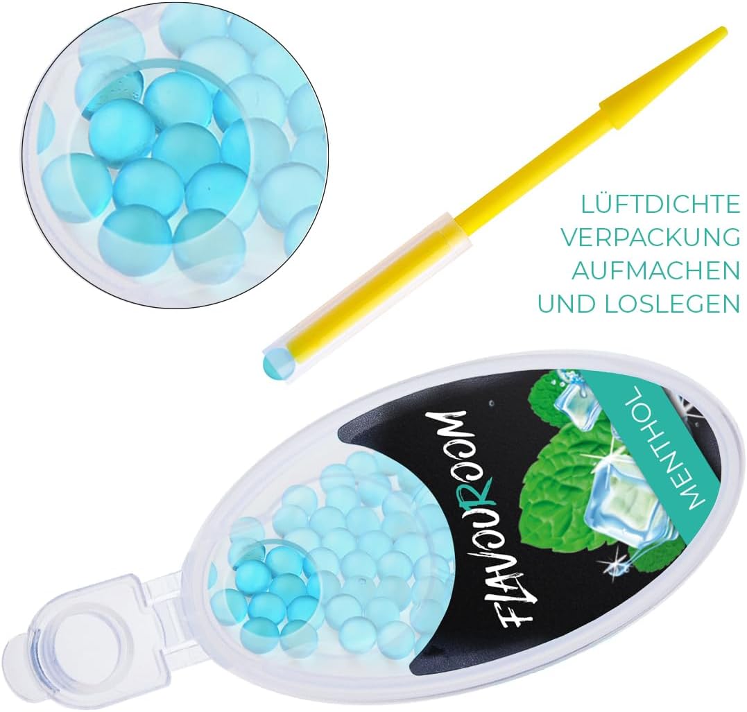 Flavouroom Aroma Click - 2000 Premium Menthol Kugeln Set I Intensiver Flavour mit praktischer Box I Einfaches Einsetzen für DIY Menthol Filter Erlebnis - frischer Menthol Geschmack