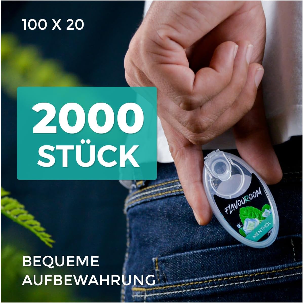 Flavouroom Aroma Click - 2000 Premium Menthol Kugeln Set I Intensiver Flavour mit praktischer Box I Einfaches Einsetzen für DIY Menthol Filter Erlebnis - frischer Menthol Geschmack