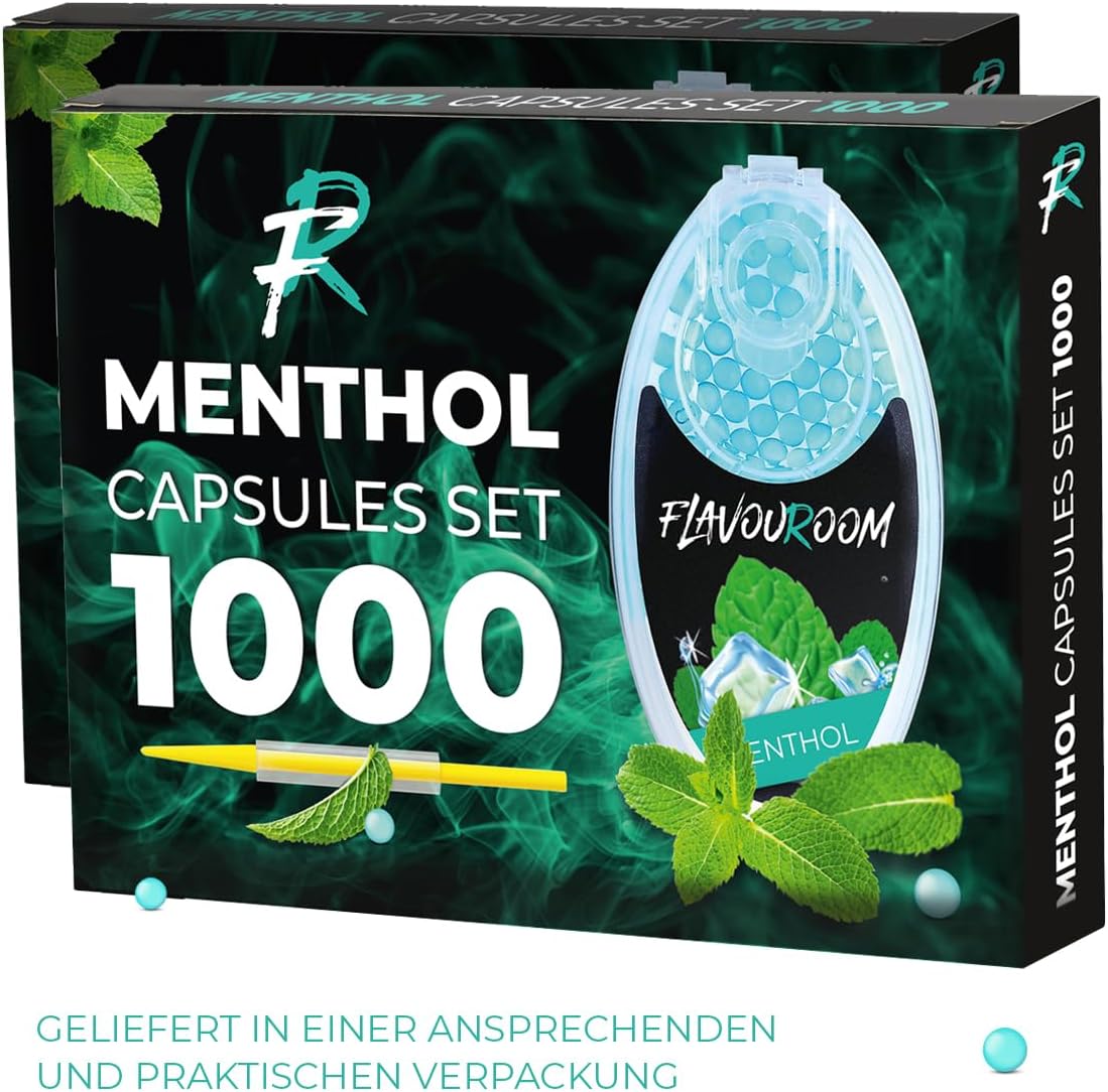 Flavouroom Aroma Click - 2000 Premium Menthol Kugeln Set I Intensiver Flavour mit praktischer Box I Einfaches Einsetzen für DIY Menthol Filter Erlebnis - frischer Menthol Geschmack