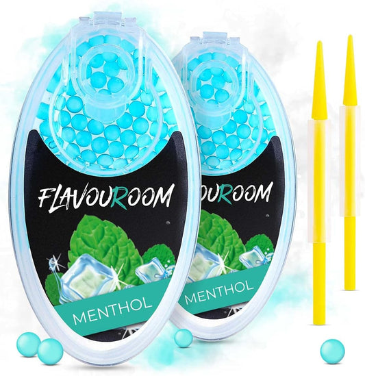 Flavouroom - Premium Menthol Kapseln 200er Set | DIY Menthol Filter für unvergesslichen Flavour Geschmack | inkl. Box zur Aufbewahrung der aromatischen Click Hülsen Kugeln