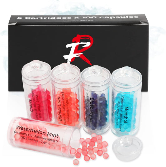 Flavouroom - Multi-Pack Cartridge Set inkl. 500 Mixed Kugeln zum Nachfüllen des Applikators I DIY 5 Geschmacksrichtungen Kapseln I Für unvergesslichen Flavour Geschmack I Aromatische Click Hülsen