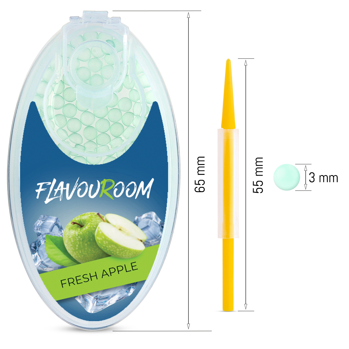 Flavouroom - Premium Aromakugeln 100er Set | DIY Aroma Kapseln Filter für unvergesslichen Flavour Geschmack | inkl. Box zur Aufbewahrung der aromatischen Click Hülsen Kugeln (Fresh Apple)